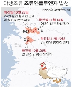 복하천 야생조류 고병원성 AI 확진 가금류 이동제한