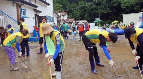 신천지자원봉사단 이천지부, 충북 괴산 수해복구 지원