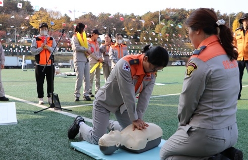 여주소방서 의용소방대 소방기술 경연대회, 열띤 경쟁 펼쳐